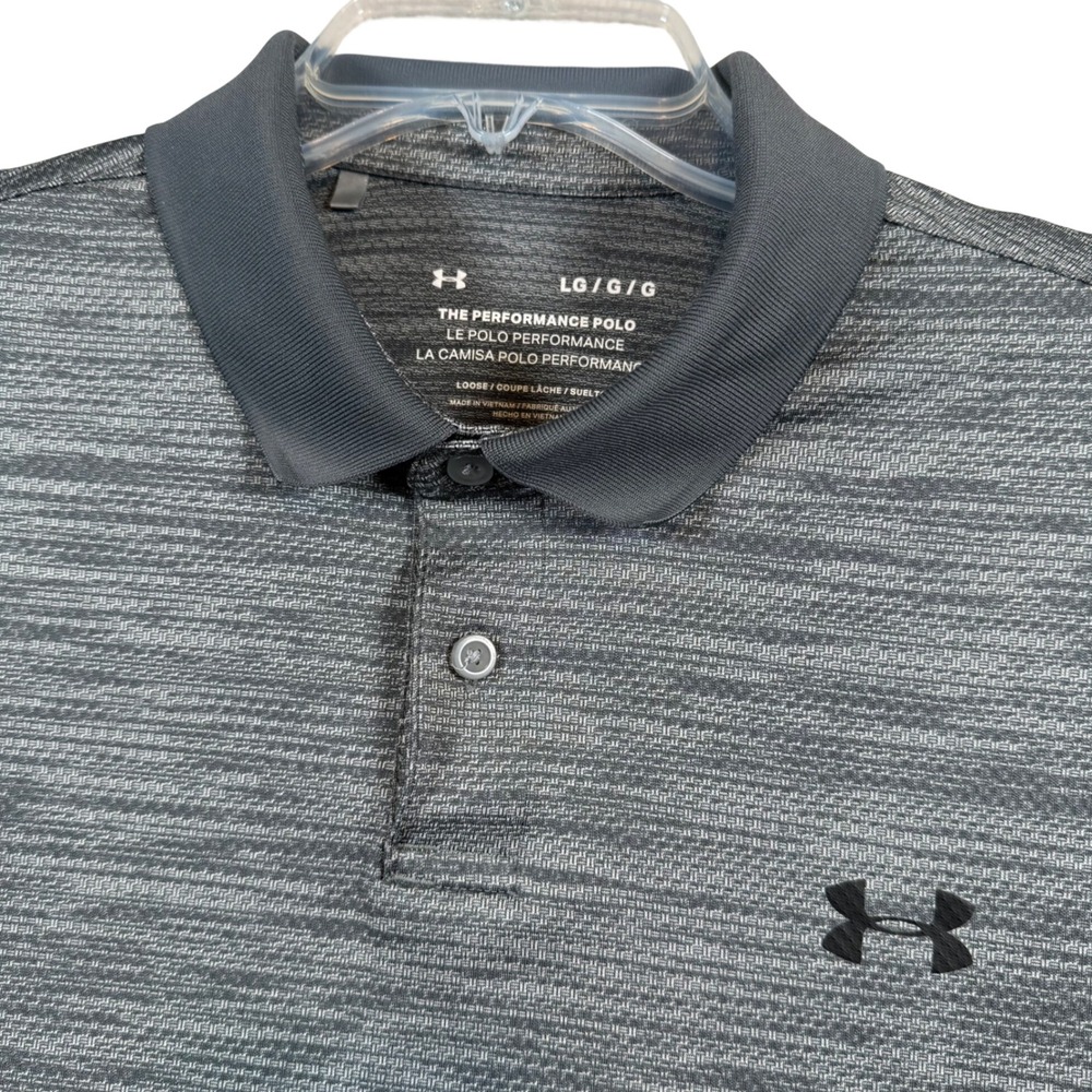 Under Armour Performance Polo Mens Large Gray HeatGear Space Dye Short Sleeve